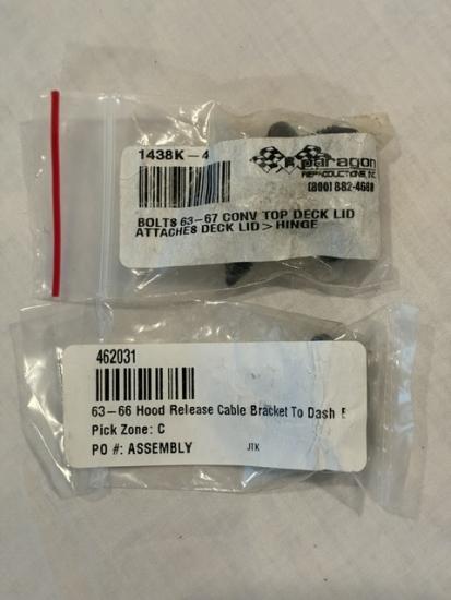 1963-67 Hood Release Cable &amp; Deck Lid Bolts