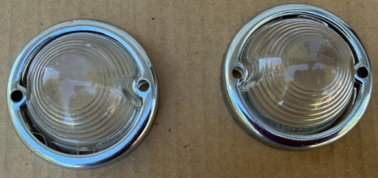 1953-57mid Parking Lenses (2) &amp; Bezels (2)