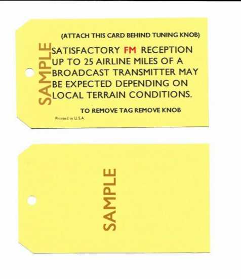 1967L - 1969 RADIO TAG